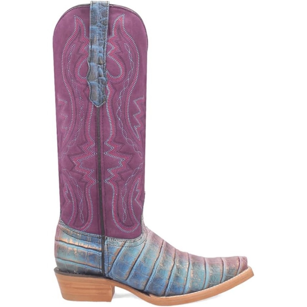 NEW Dingo1969 Royale Caterina Purple Blue Caiman Snip Toe Western Cowgirl Boots - Picture 5 of 16